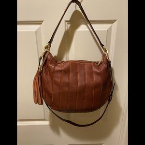 Michael Kors Brooklyn Hobo Crossbody Bag Brick Red Dust Bag & Purse Hook
